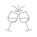 Cheers outline icon with two wine glasses. Toast and clinc glasses symbol. Vector illustration. Royalty Free Stock Photo